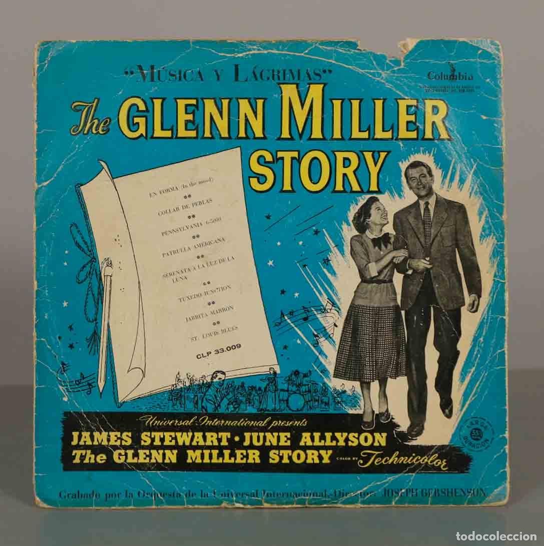 Discos de vinilo: LP. M&uacute;sica y L&aacute;grimas - The Glenn Miller Story - James Stewart, June Allyson - Orquesta de la Unive
