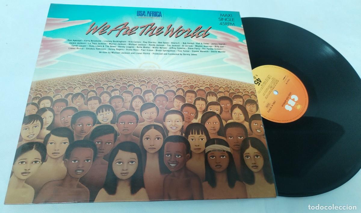 Discos de vinilo: WE ARE THE WORLD - U.S.A FOR AFRICA ..MAXISINGLE DE 1985 - EDICION ESPA&Ntilde;OLA - CBS - EXTENDED