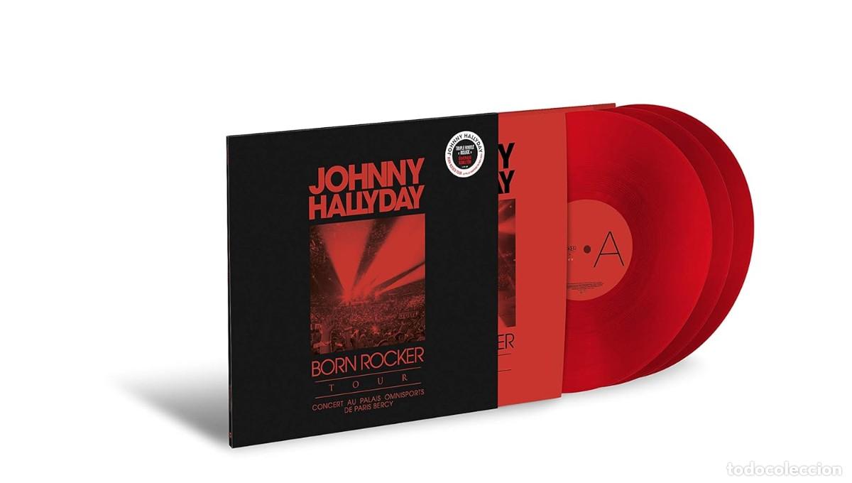 Discos de vinilo: Johnny Hallyday * 3 LP Vinilos Rojos Born Rocker Tour Concert au Palais de Paris * Precintado