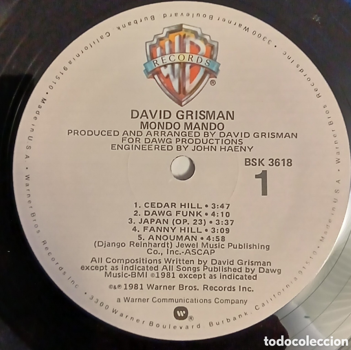 Discos de vinilo: David Grisman &ndash; Mondo Mando//1981 USA, vg++ - Foto 2