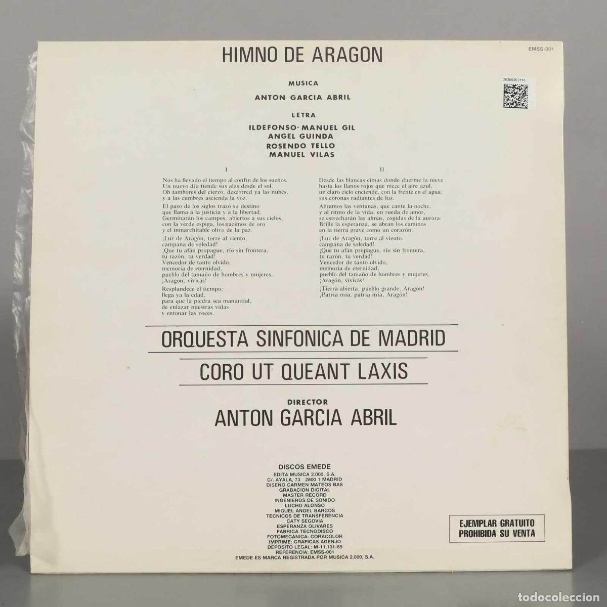 Discos de vinilo: LP. Himno de Arag&oacute;n - Cortes de Arag&oacute;n - Foto 2