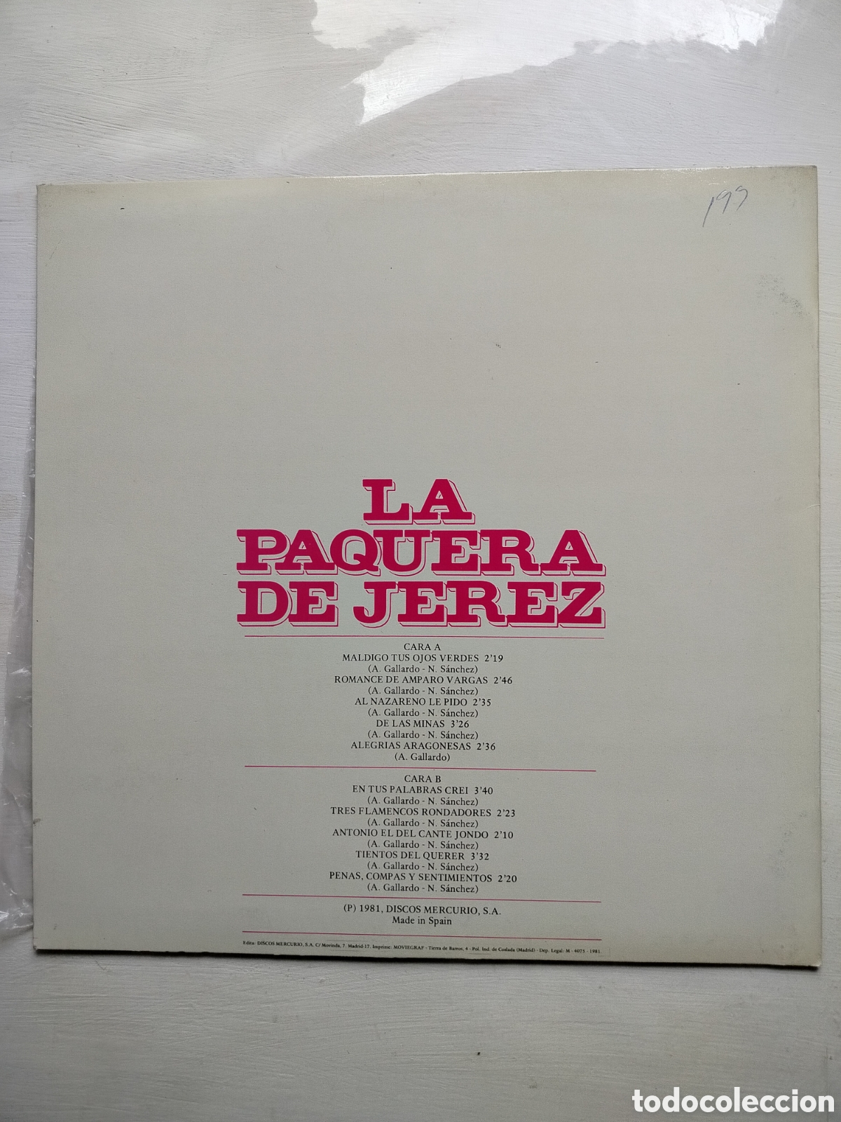 Discos de vinilo: La Paquera de Jerez LP - Foto 2