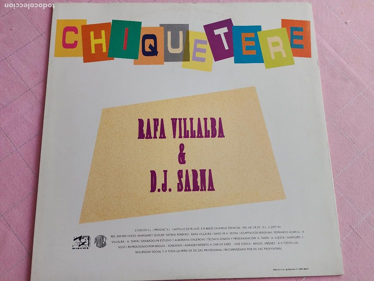 Discos de vinilo: Rafa Villalba & DJ Sarna &lrm;&ndash; Chiquetere, 1993 Electronic House