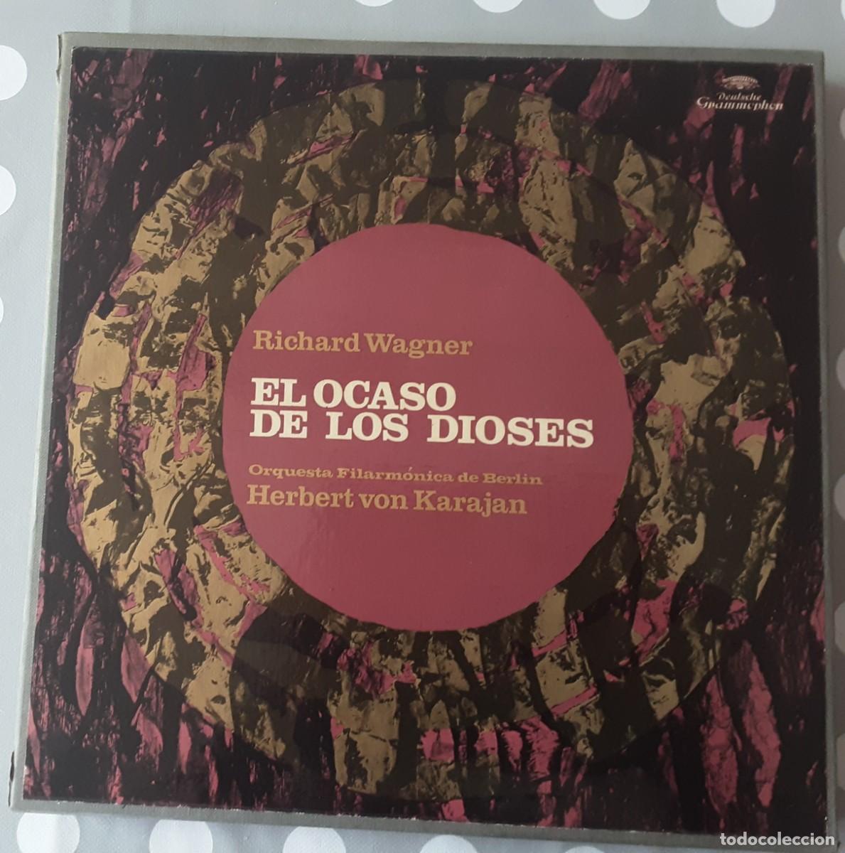 Discos de vinilo: Richard Wagner. El ocaso de los dioses, Herbert von Filarm&oacute;nica de Berl&iacute;n caja de 6 LPs m&aacute;s libreto