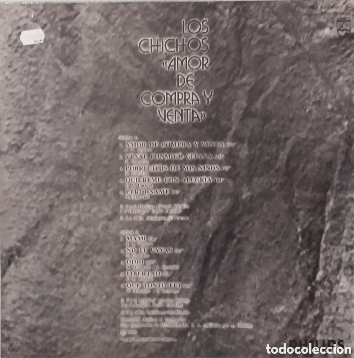 Discos de vinilo: LOS CHICHOS//AMOR DE COMPRA Y VENTA//1980//LP//PHILIPS - Foto 2