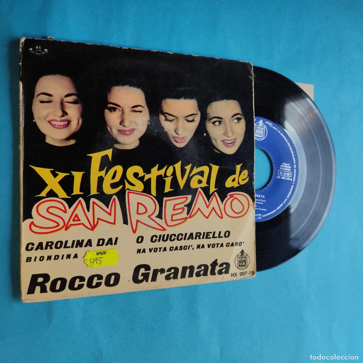 Discos de vinilo: XI FESTIVAL DE SAN REMO ROCCO GRANATA * CON ETIQUETA PRECIO INTERIOR TIENDA ** EP **VER FOTOS* juani