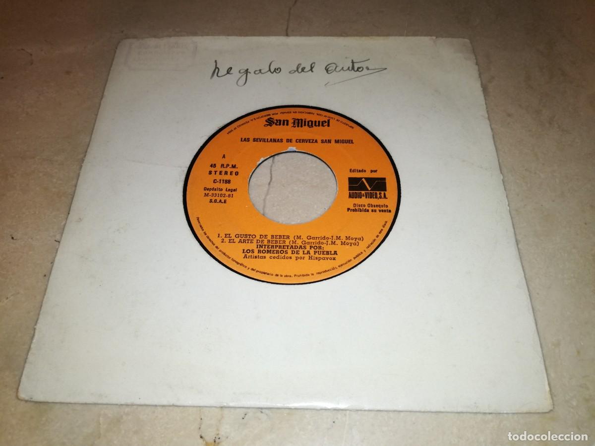 Discos de vinilo: SINGLE PROMOCIONAL DE LOS ROMEROS DE LA PUEBLA-LAS SEVILLANAS DE CERVEZA SAN MIGUEL