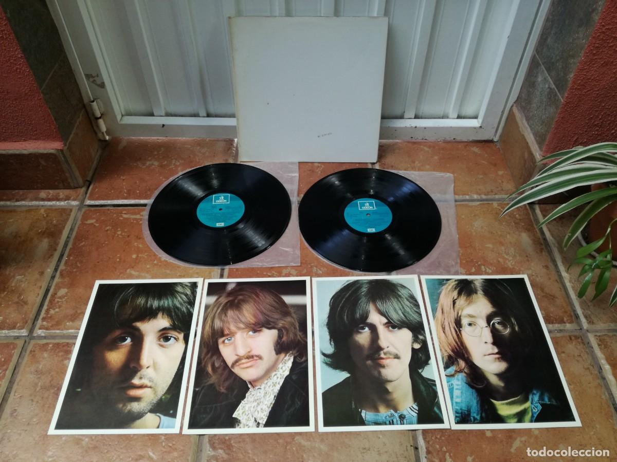 Discos de vinilo: THE BEATLES-ALBUM BLANCO-DOBLE LP-EDICI&Oacute;N ESPA&Ntilde;OLA CON LAS 4 FOTOS