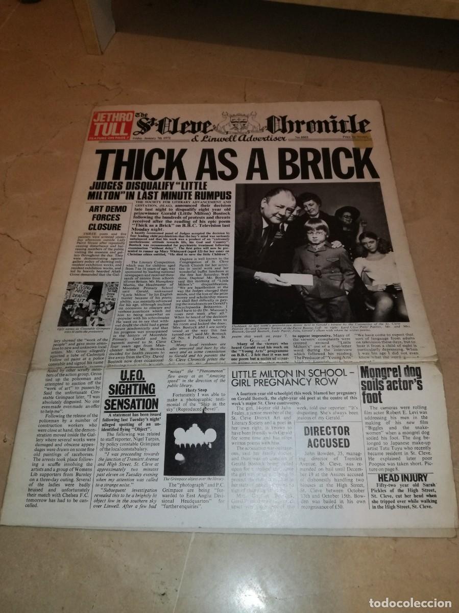 Discos de vinilo: JETHRO TULL-THICK AS A BRICK-EDICI&Oacute;N ESPA&Ntilde;OLA-CON PERIODICO COMPLETO