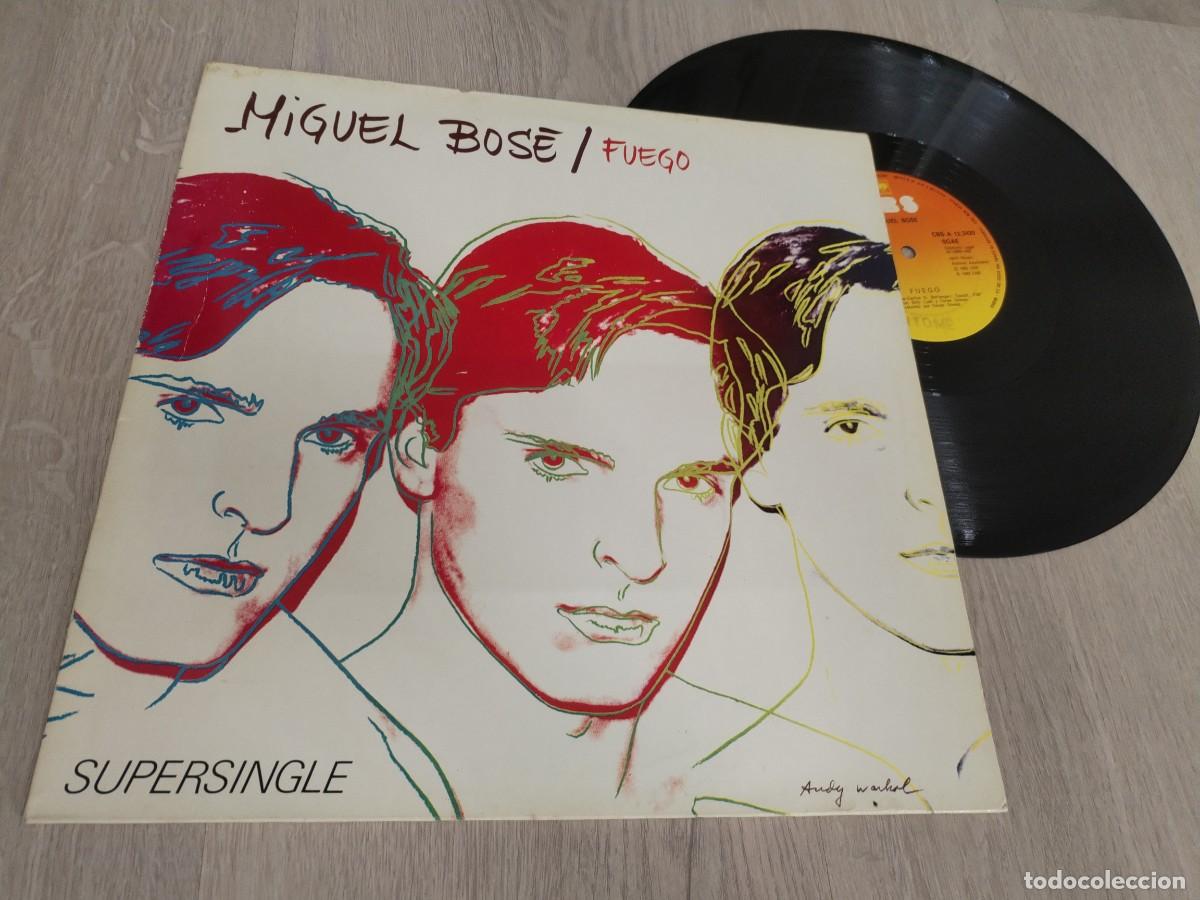 Discos de vinilo: MIGUEL BOSE - FUEGO ..MAXISINGLE DE CBS - EXTENDED VERSION .1983 - ARTE DE ANDY WARHOL. BUEN ESTADO