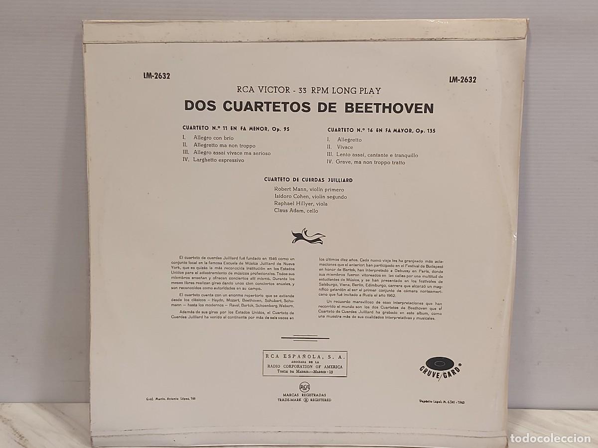 Discos de vinilo: JUILLIARD STRING QUARTET / DOS CUARTETOS DE BEETHOVEN / LP-RCA VICTOR-1963 / MBC. *** - Foto 3