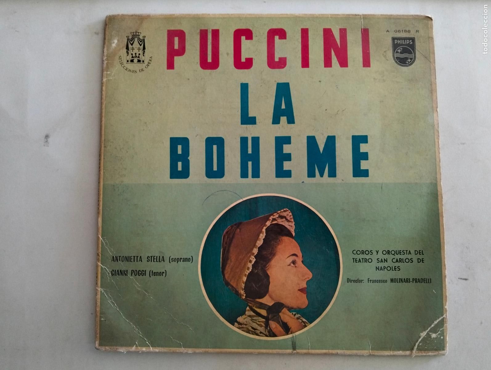 Discos de vinilo: PUCCINI - LA BOHEME, DISCO LP COROS Y ORQUESTA DEL TEATRO SAN CARLOS DE NAPOLES, EDITADO PHILIPS