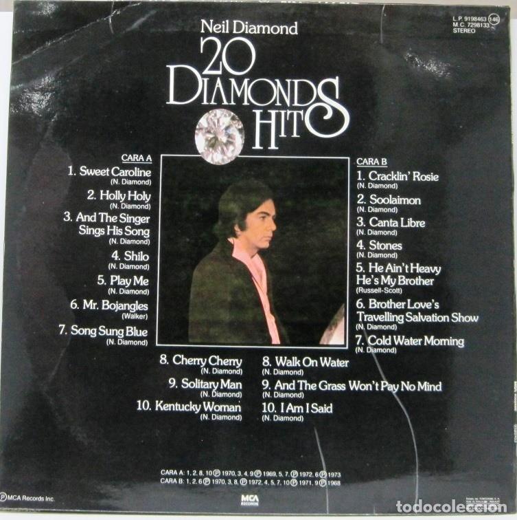 Discos de vinilo: NEIL DIAMOND - 20 DIAMONDS HITS - LP - Foto 2