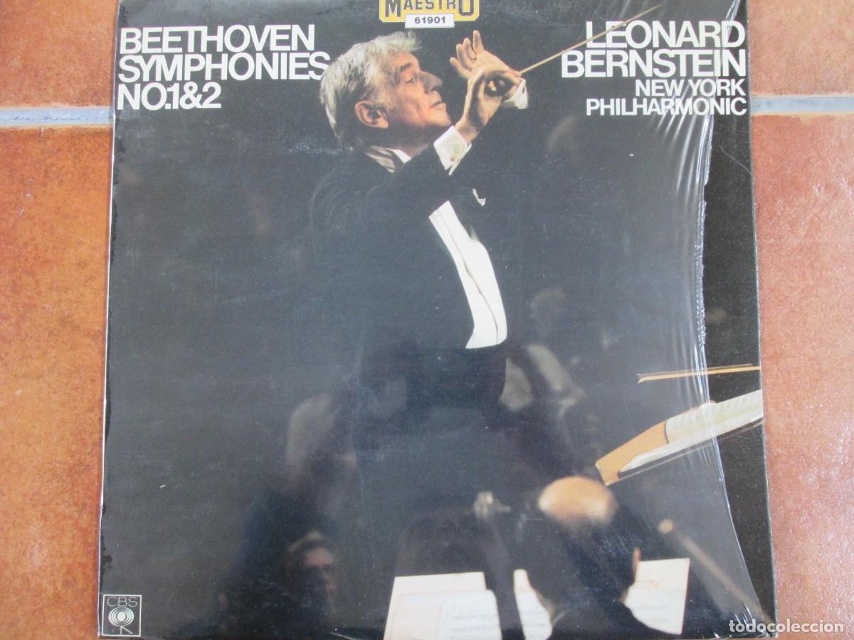 Discos de vinilo: BEETHOVEN / BERNSTEIN - Symphonies N&ordm;1 & 2. LP, Re-Ed espa&ntilde;ola 12&rdquo; 1978. Impecable (NM)