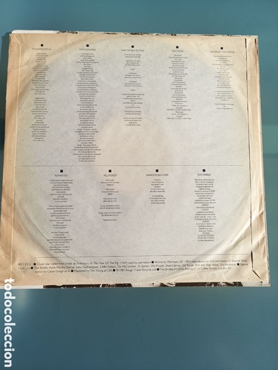 Discos de vinilo: The Smiths &rdquo;MEAT IS MURDER &rdquo; - Foto 4