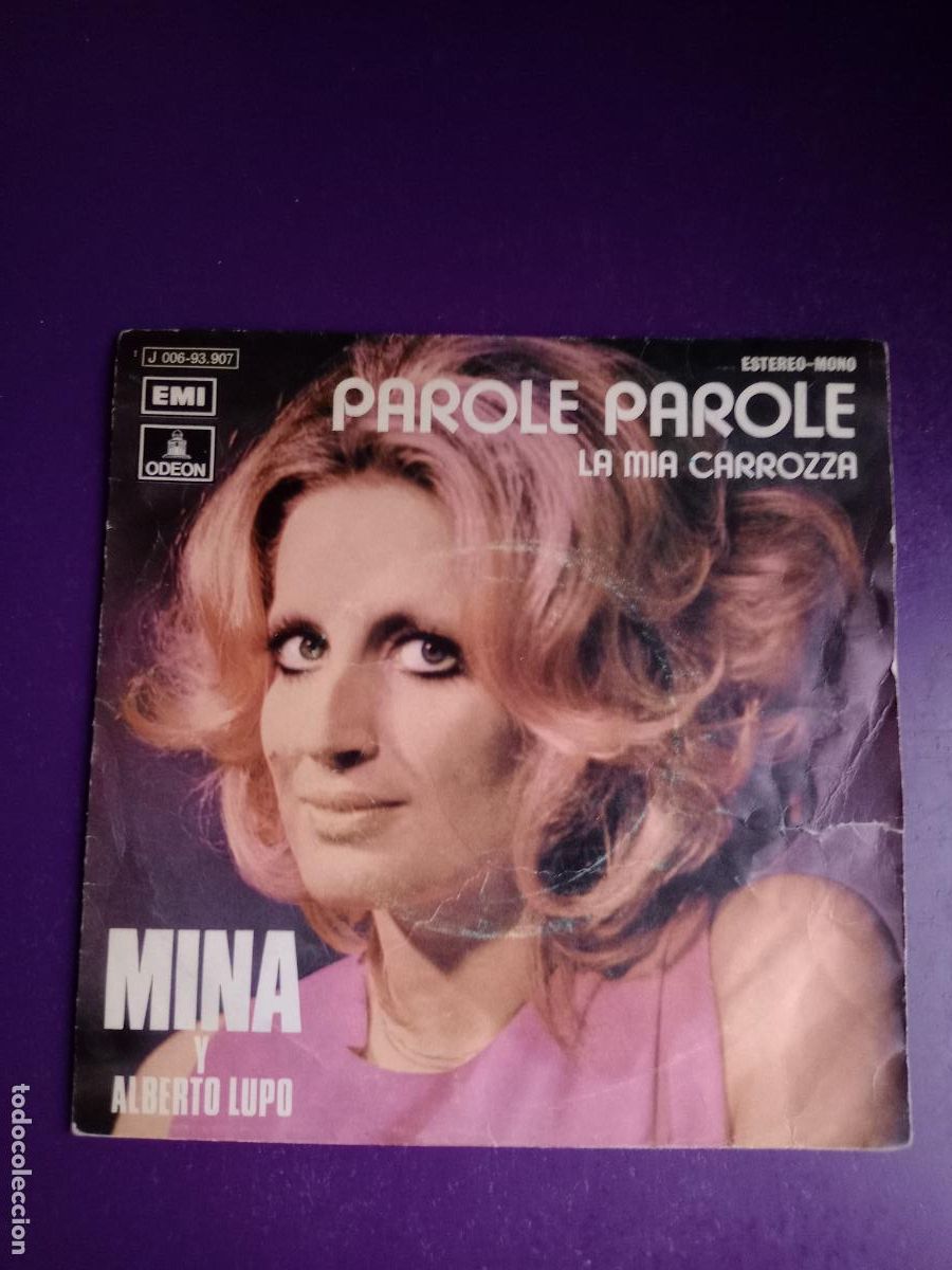 Discos de vinilo: Mina Y Alberto Lupo &ndash; Parole, Parole - Sg EMI 1972 - ITALIA POP - POCO USO