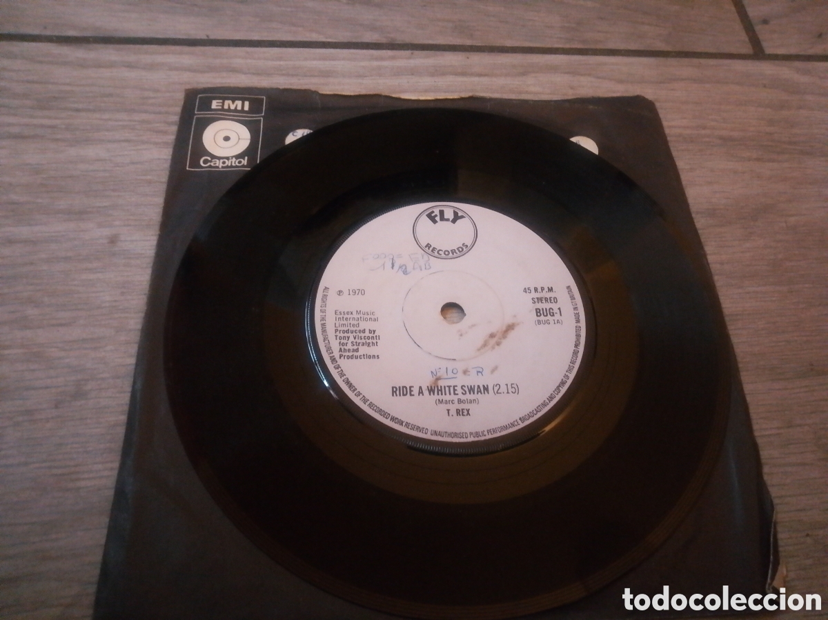 Discos de vinilo: T. REX - RIDE A WHITE SWAN - SINGLE - UK - EMI - S&Oacute;LO VINILO - CC -
