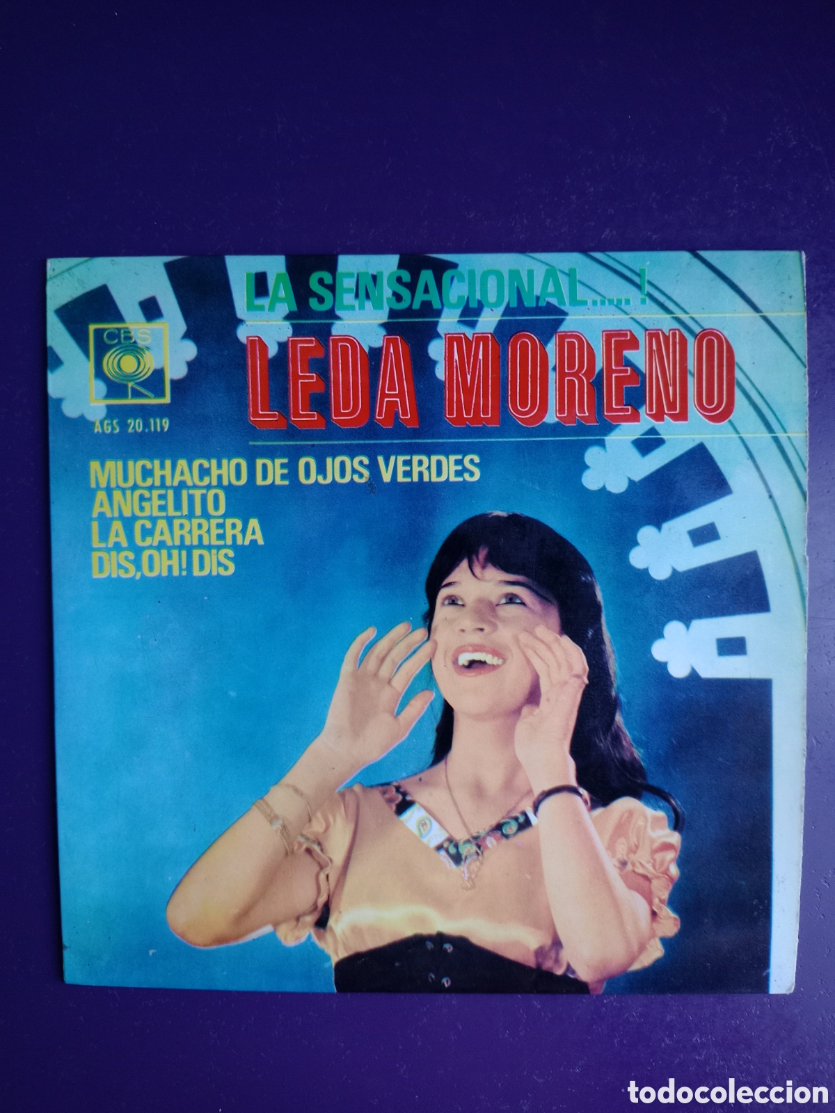 Discos de vinilo: Leda Moreno &lrm;&ndash; La Sensacional - muchacho de ojos verdes +3 - EP CBS 1963 - MEXICO POP ROCK 60'S