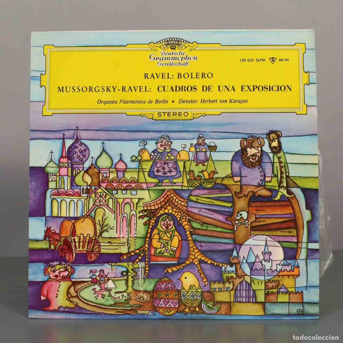 Discos de vinilo: LP. Maurice Ravel, Modest Mussorgsky - Berliner Philharmoniker, Herbert von Karajan - Bolero, Cuadr