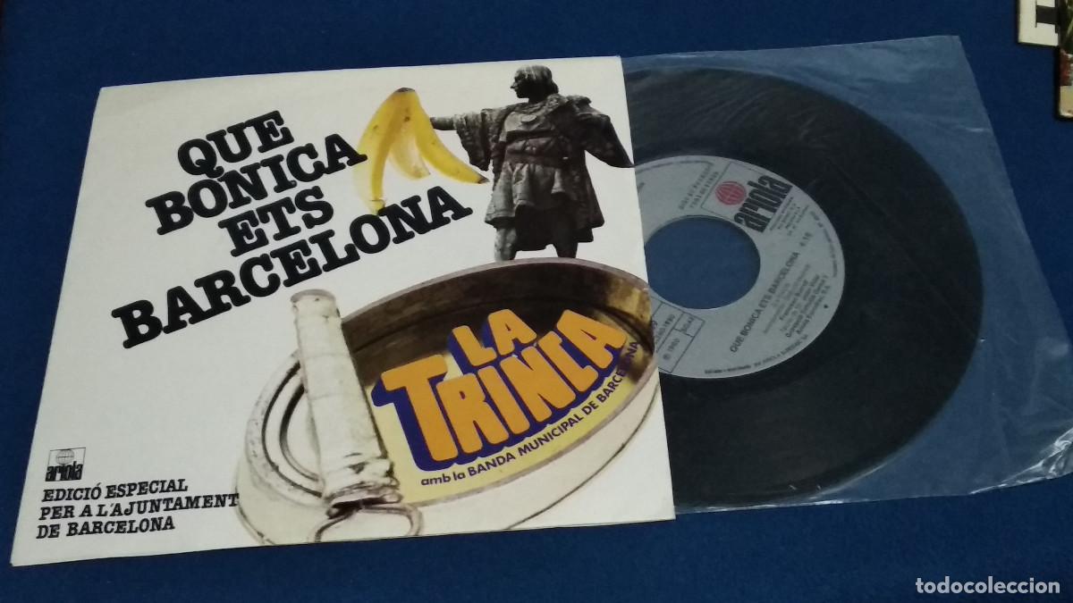 Discos de vinilo: LA TRINCA AMB LA BANDA MUNICIPAL DE BARCELONA (SG) 1980 - QUE BONICA ETS BARCELONA - CAN&Ccedil;&Oacute; CATALANA