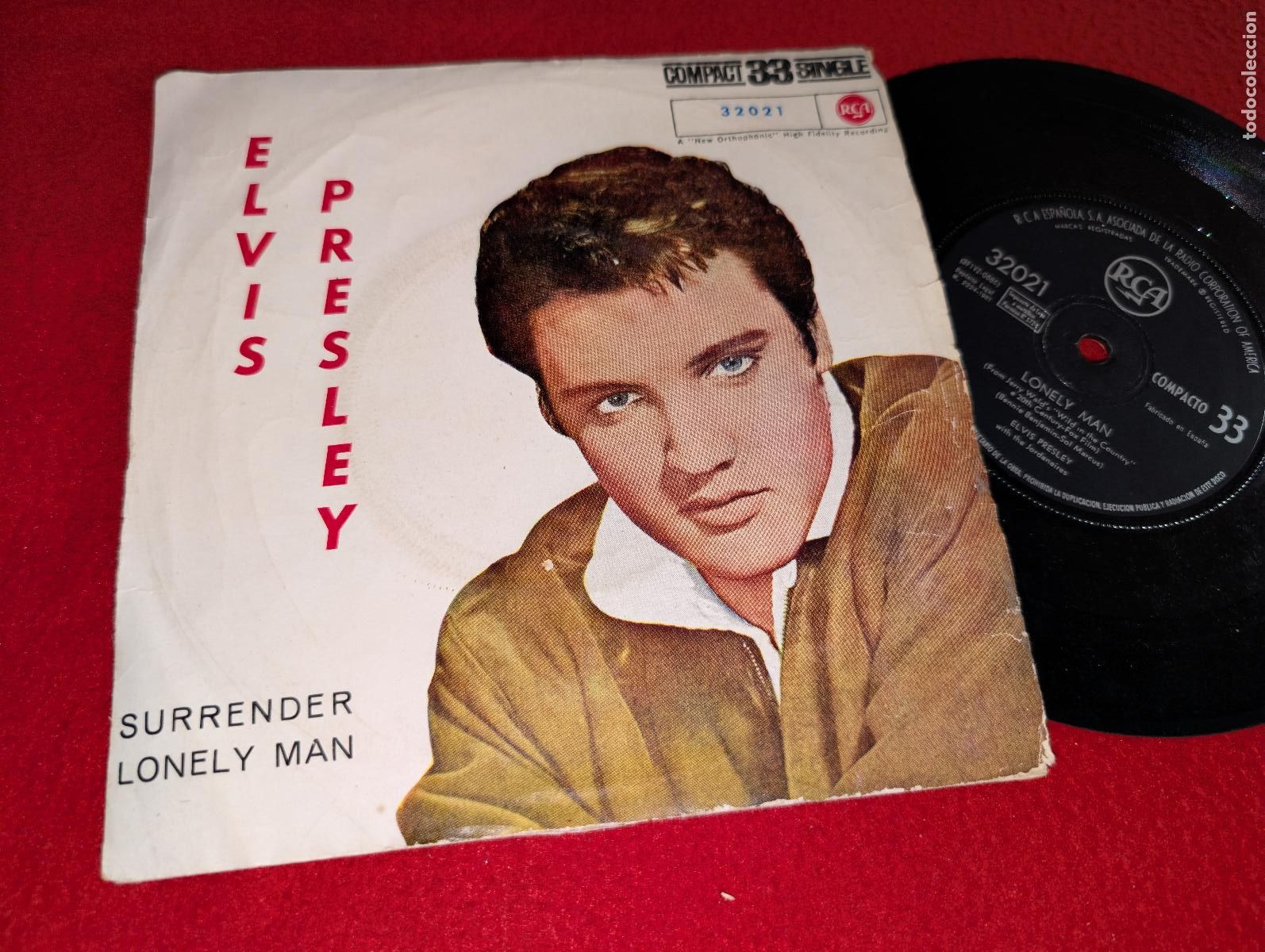 Discos de vinilo: ELVIS PRESLEY Surrender/Lonely man 7'' SINGLE 1961 RCA 33rpm ESPA&Ntilde;A SPAIN