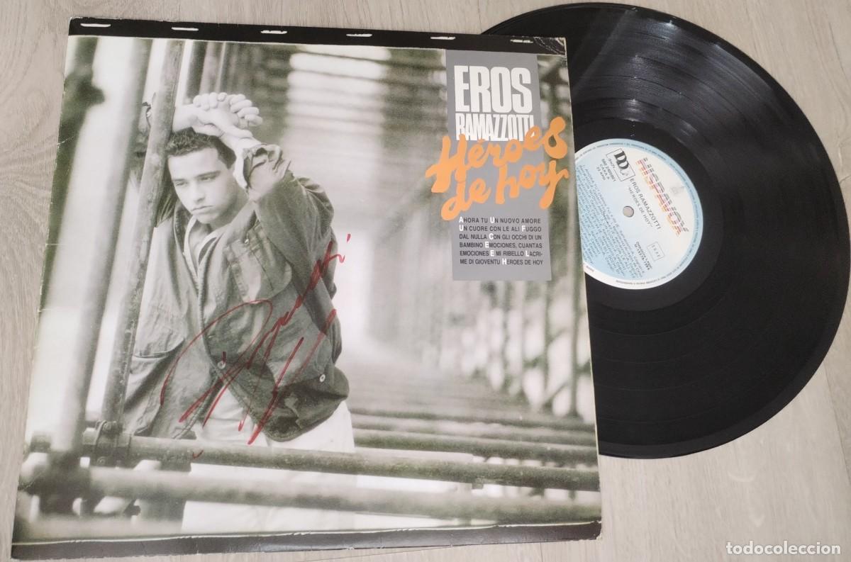Discos de vinilo: EROS RAMAZZOTTI - HEROES DE HOY.. LP DE 1986 - HISPAVOX - PRACTICAMENTE EN . ITALIANO ..FIRMADO