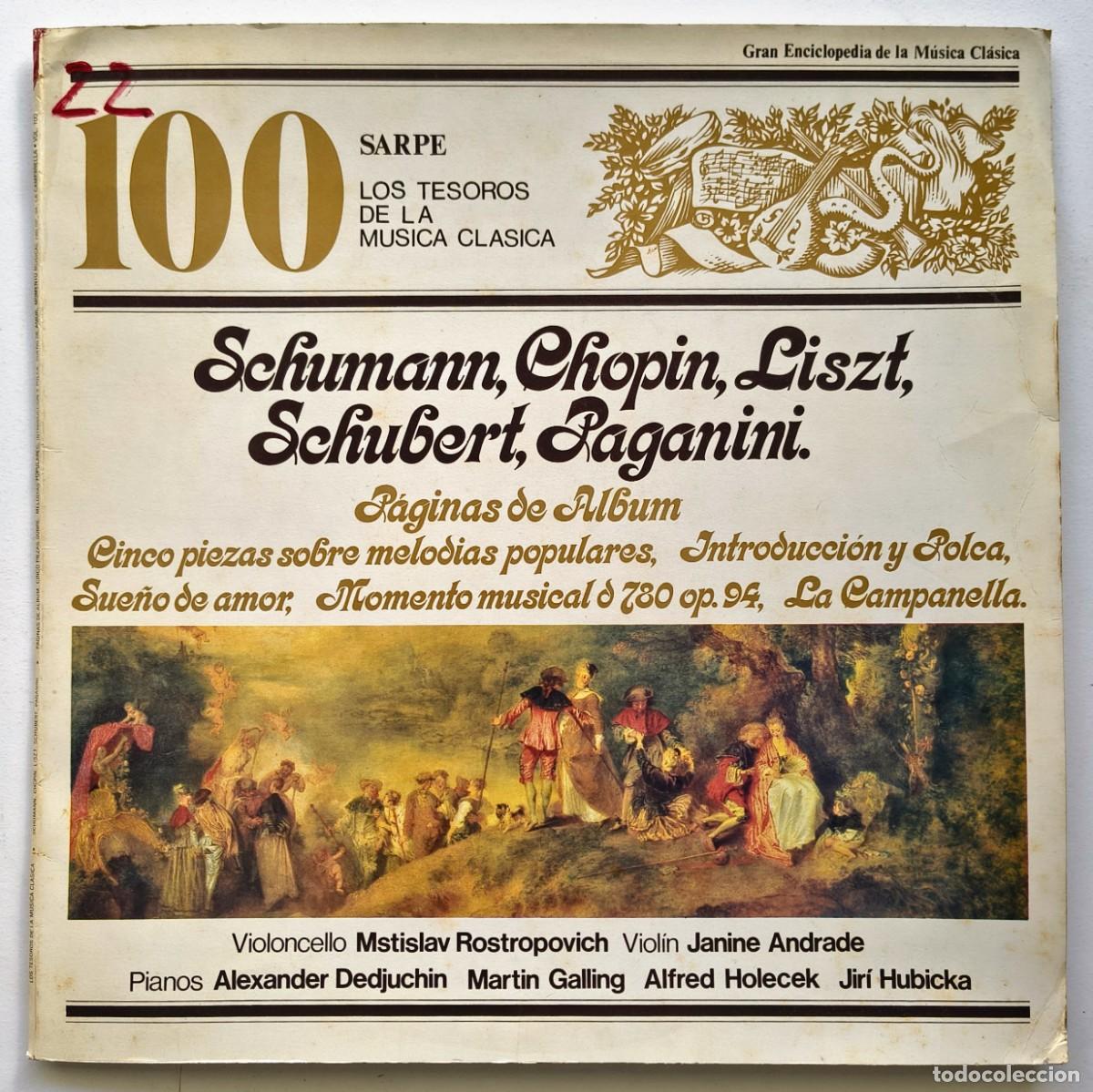 Discos de vinilo: Schumann, Chopin, Liszt, Schubert, Paganini - Los Tesoros de la musica clasica - 100
