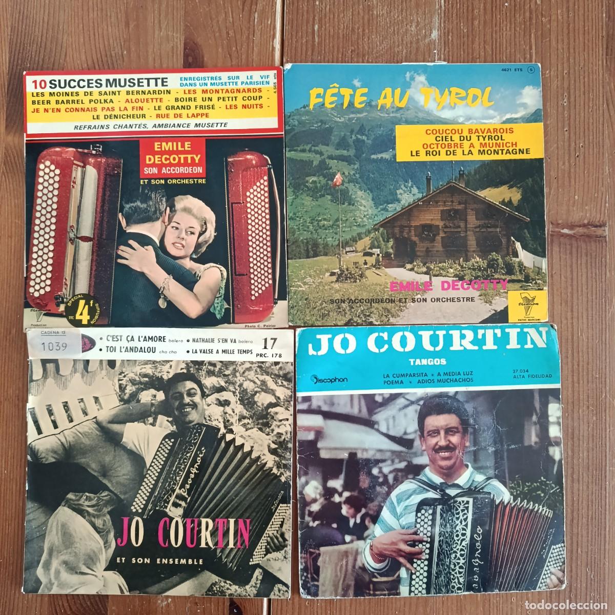 Discos de vinilo: LOTE DE 4 EPS DE 7&rdquo; DE M&Uacute;SICA FRANCESA DE ACORDE&Oacute;N A&Ntilde;OS 60 - JO COURTIN, EMILE DECOTTY