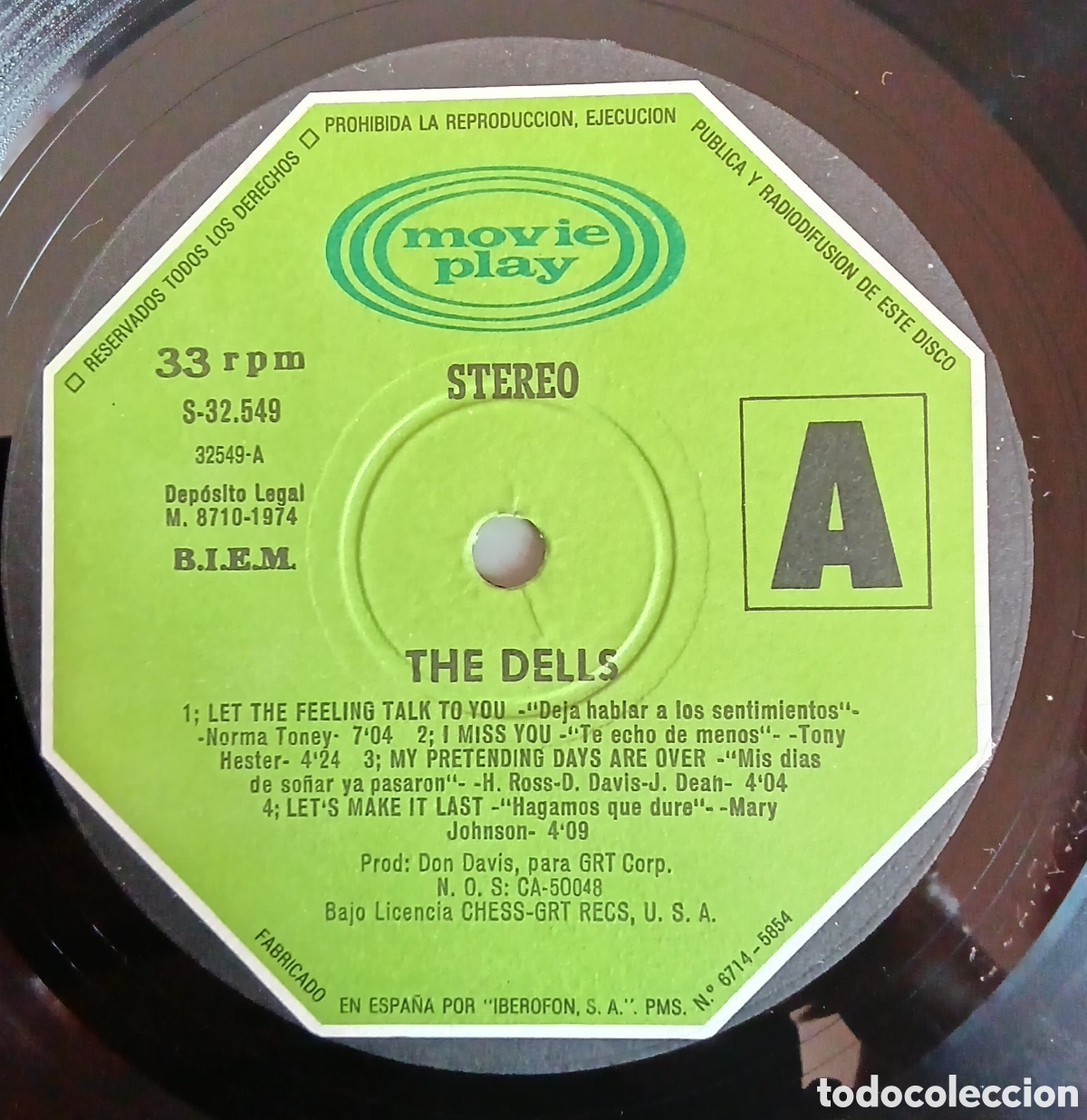 Discos de vinilo: THE DELLS // 1974 Espa&ntilde;a. Vg++/ex - Foto 2
