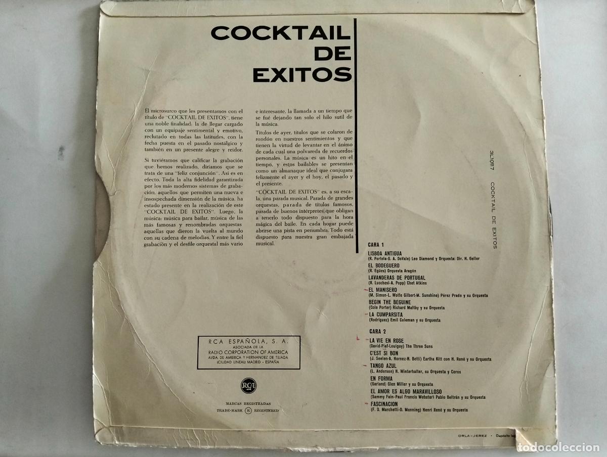 Discos de vinilo: COCKTAIL DE EXITOS, DISCO LP, EDITADO RCA, A&Ntilde;O 1959 - Foto 2