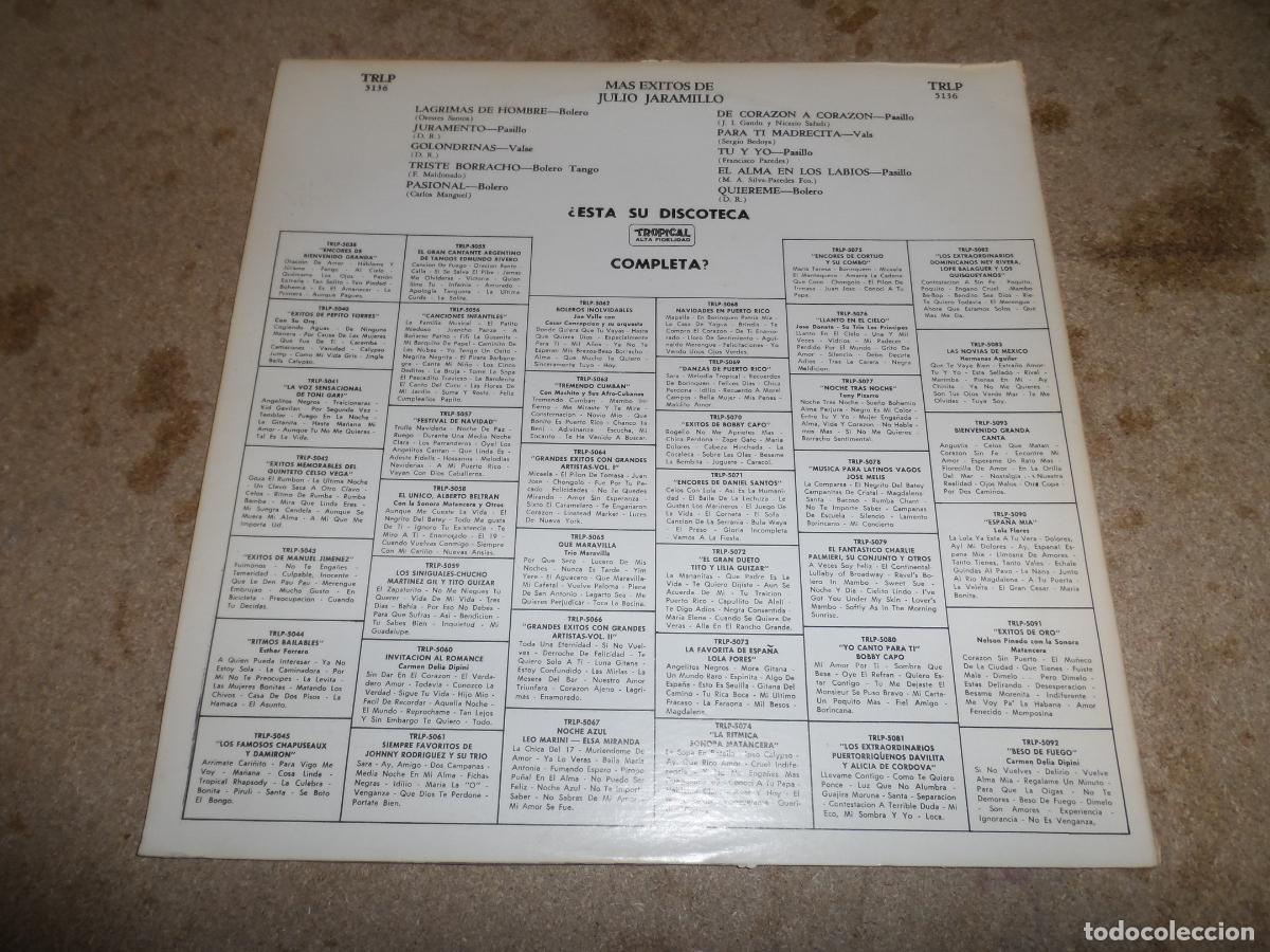 Discos de vinilo: JULIO JARAMILLO - M&Aacute;S &Eacute;XITOS DE JULIO JARAMILLO (USA 1976) - Foto 2