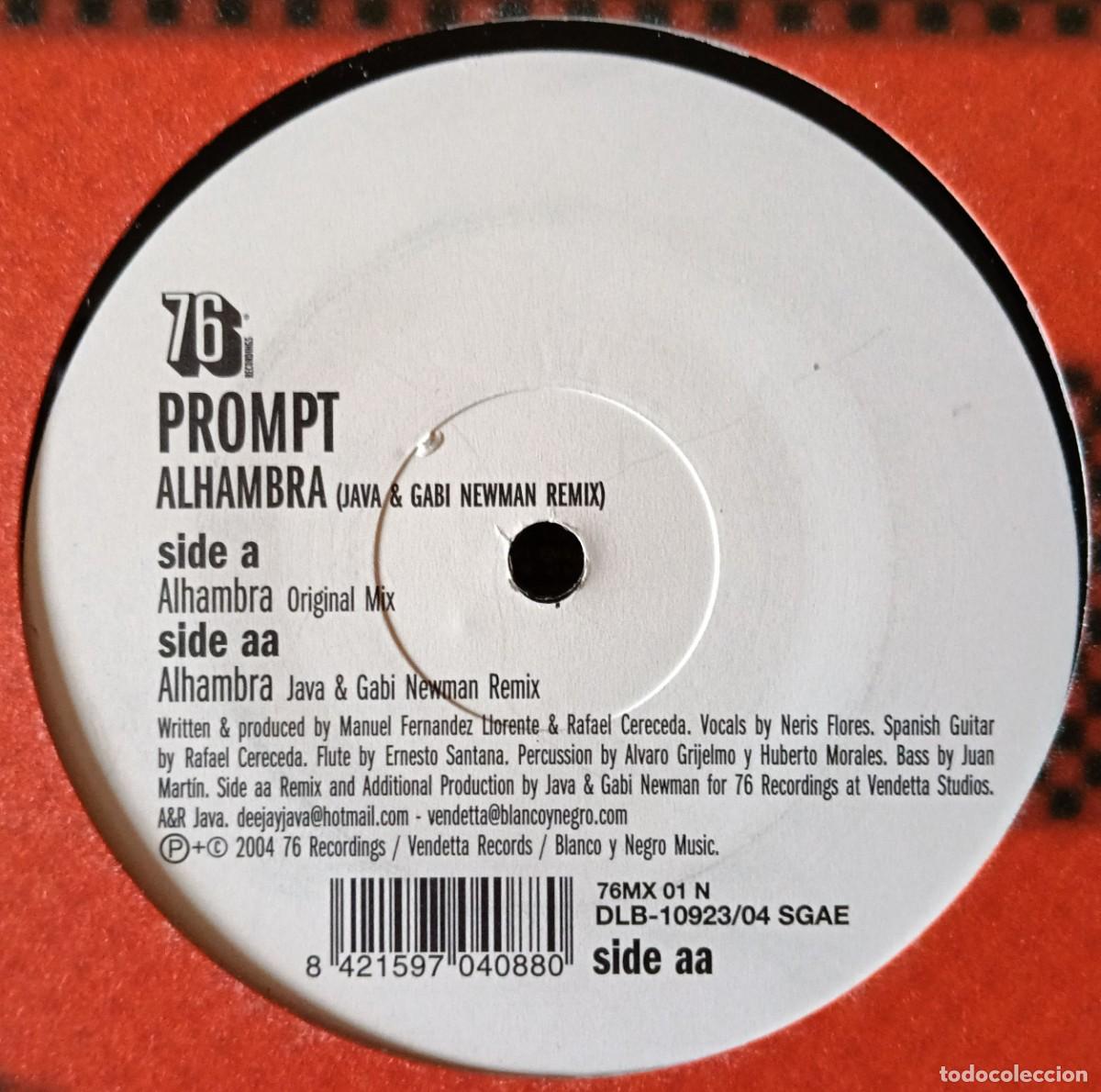 Discos de vinilo: PROMPT ** Alhambra ** MAXI SINGLE VINILO 2004 - Foto 2