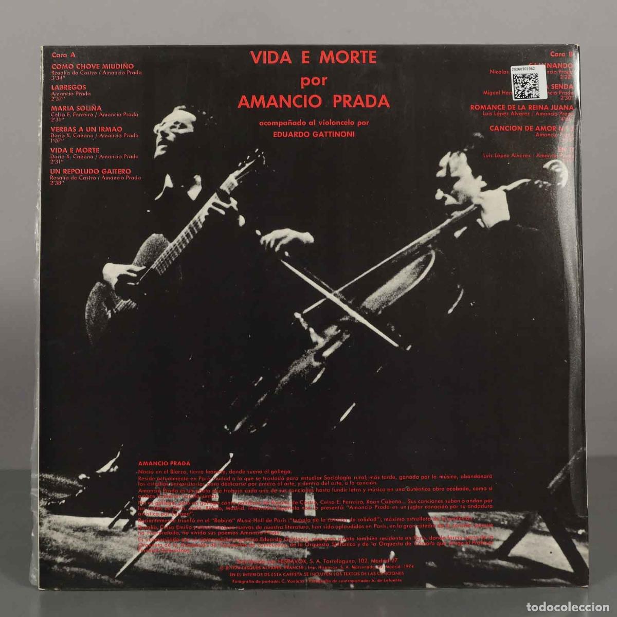Discos de vinilo: LP. Vida e Morte - Amancio Prada - Disques Alvar&egrave;s - Foto 2