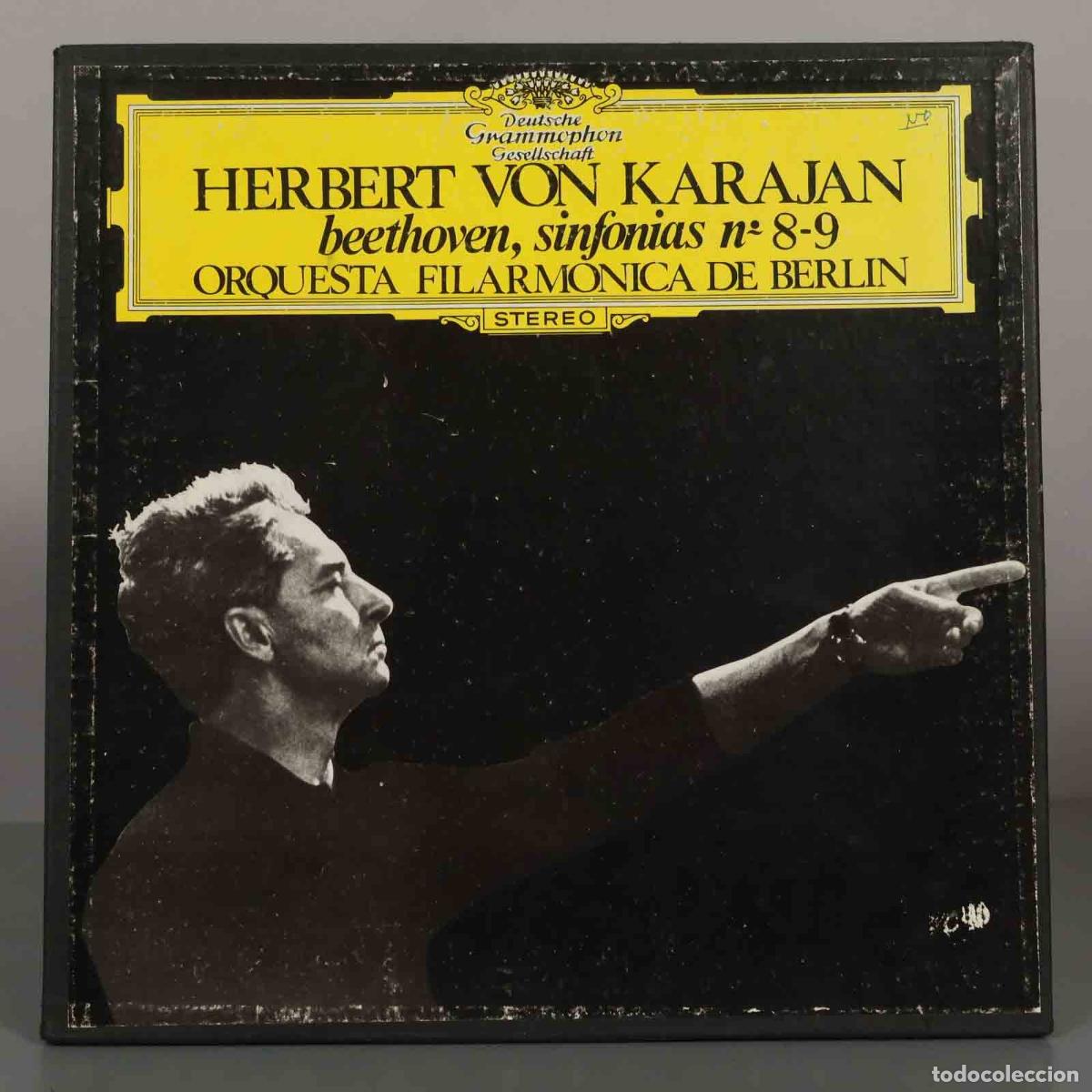 Discos de vinilo: LP. Beethoven, Sinfon&iacute;as n.&ordm; 8 y 9 - Herbert von Karajan, Orquesta Filarm&oacute;nica de Berl&iacute;n - Deutsche