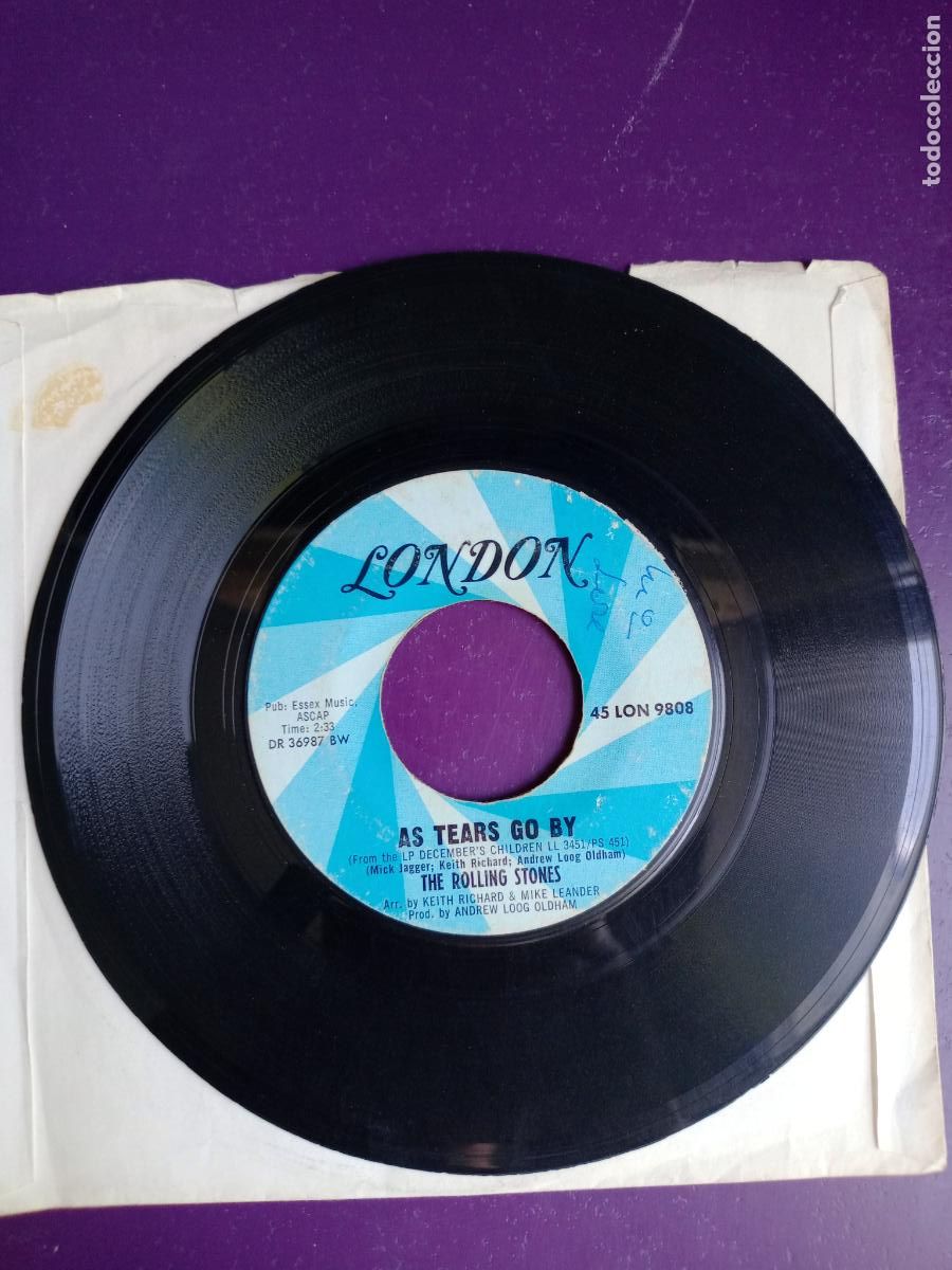 Discos de vinilo: The Rolling Stones &ndash; AS TEARS GO BY - Sg LONDON 1965 - USO LEVE EN VINILO