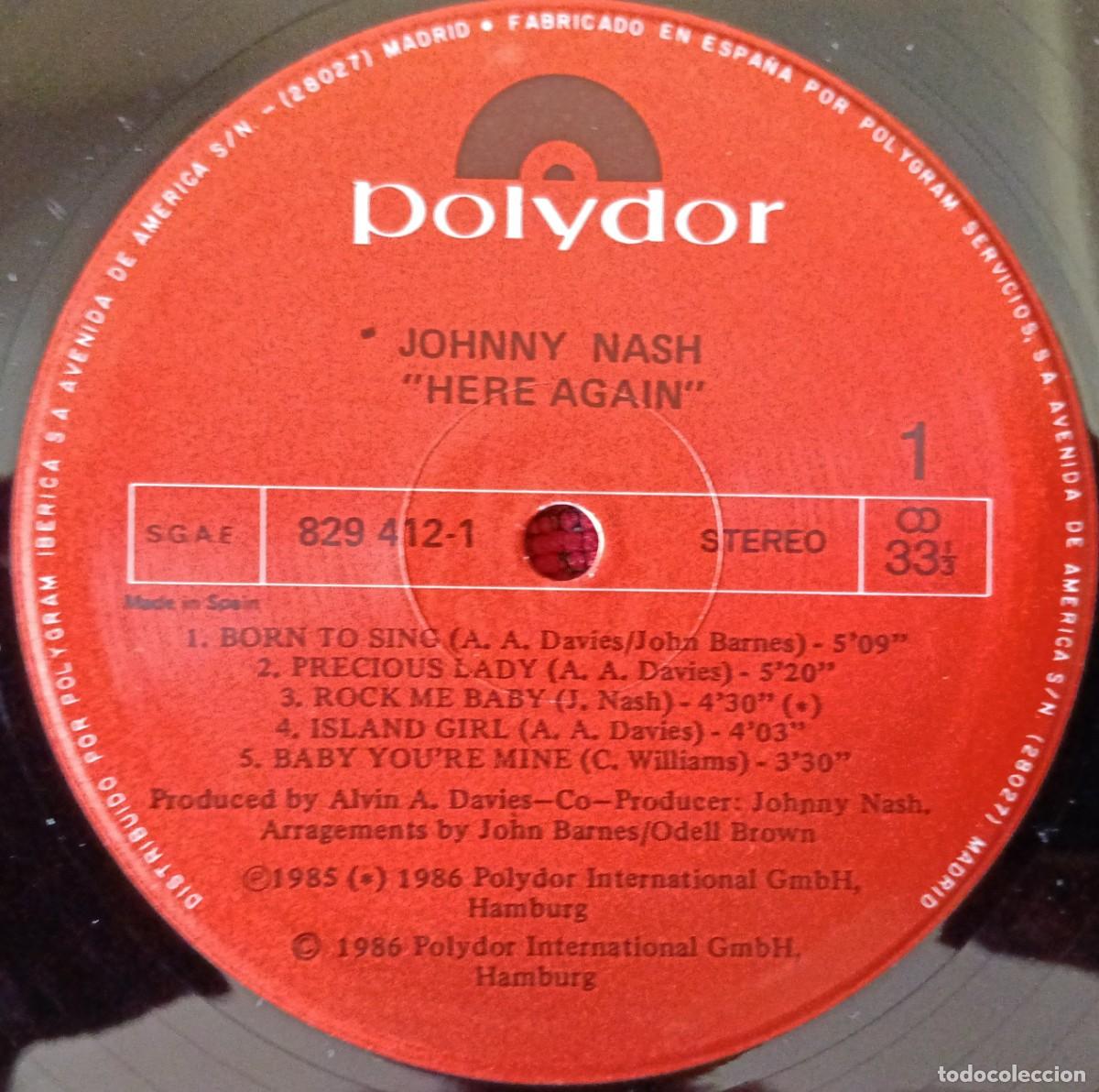 Discos de vinilo: JOHNNY NASH ** Here Again ** VINILO LP 1986 - Foto 3