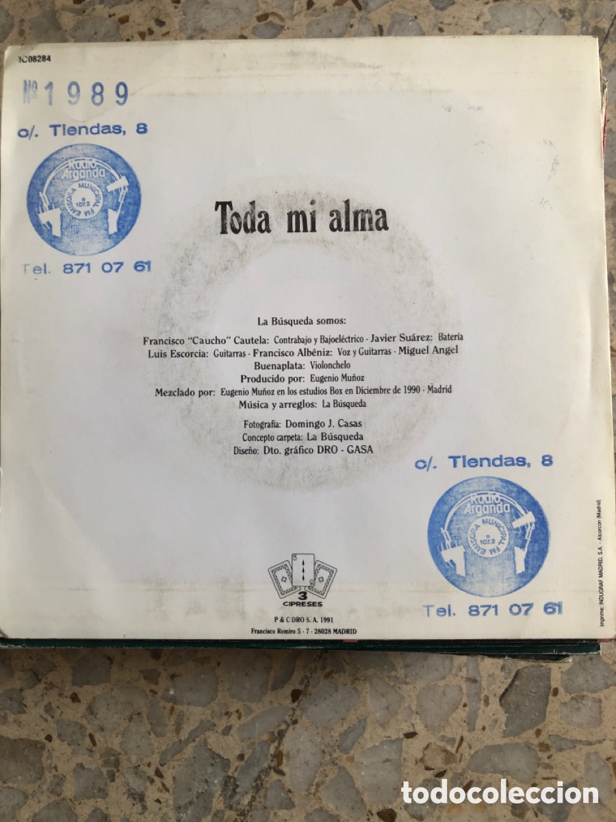 Discos de vinilo: SGL LA BUSQUEDA TODA MI ALMA 1991 - Foto 2