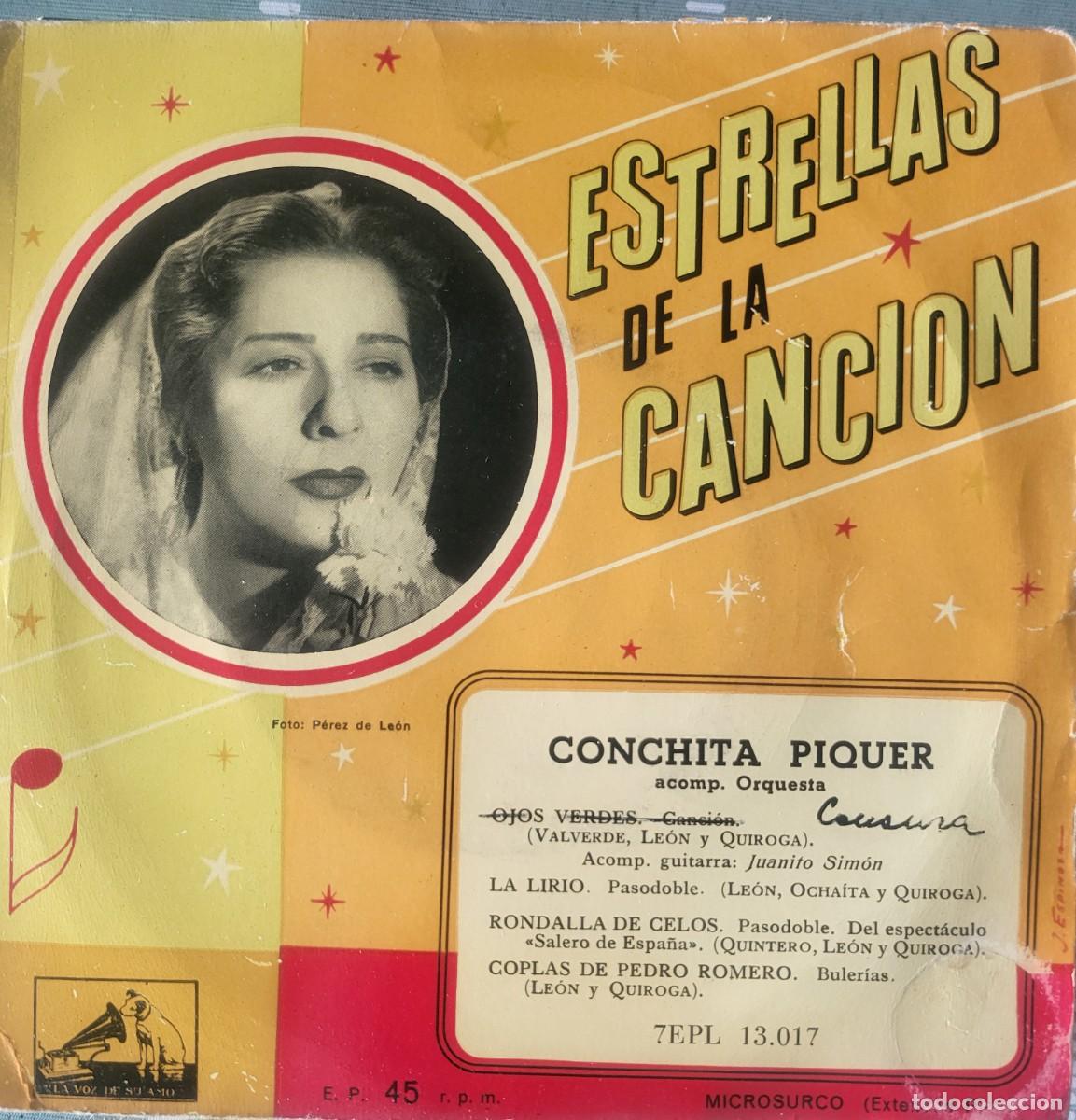 Discos de vinilo: Conchita Piquer Ep sello La voz de su amo editado en Espa&ntilde;a a&ntilde;o 1958...