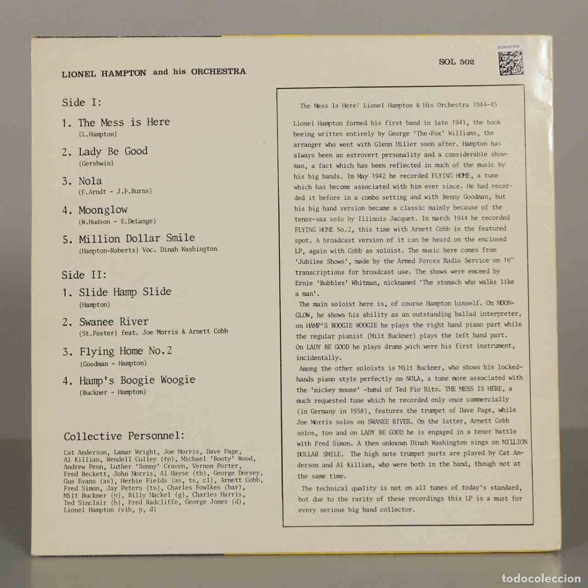 Discos de vinilo: LP. The Mess is Here! - Lionel Hampton and his Orchestra - Solid Sender - Foto 2