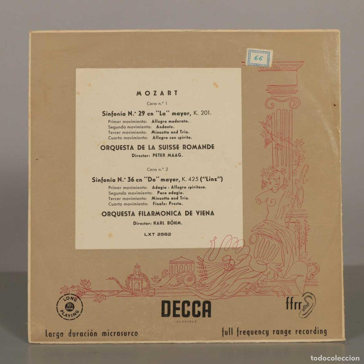 Discos de vinilo: LP. Mozart: Sinfon&iacute;a N.&ordm; 29, Sinfon&iacute;a N.&ordm; 36 - Orquesta de la Suisse Romande, Peter Maag, Orquesta