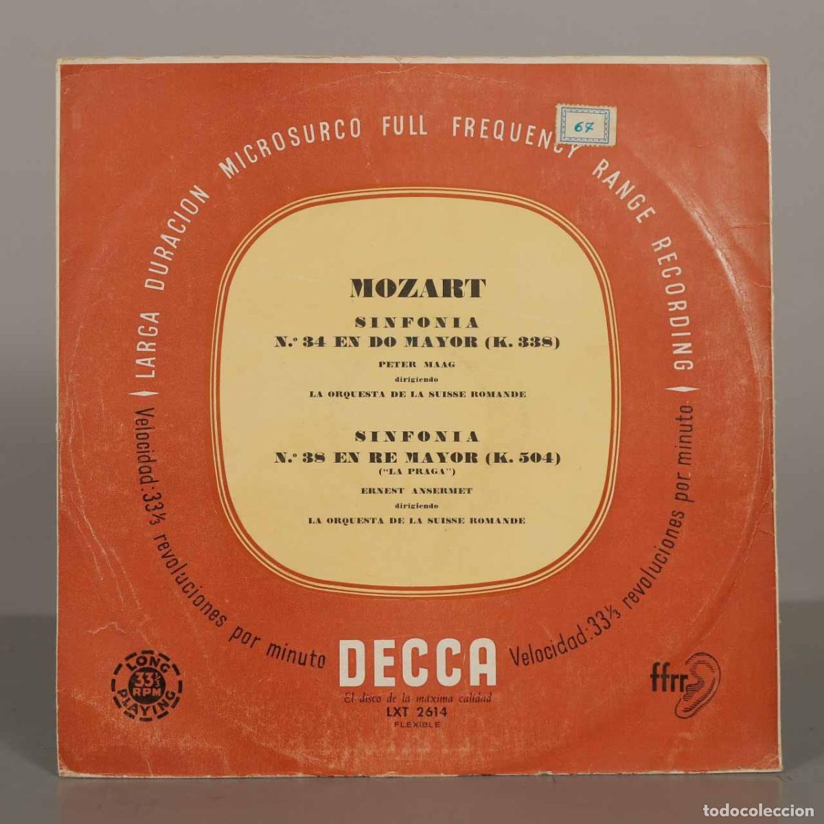 Discos de vinilo: LP. Mozart - Sinfon&iacute;a n.&ordm; 34 en do mayor (K. 338), Sinfon&iacute;a n.&ordm; 38 en re mayor (K. 504) - MAAG