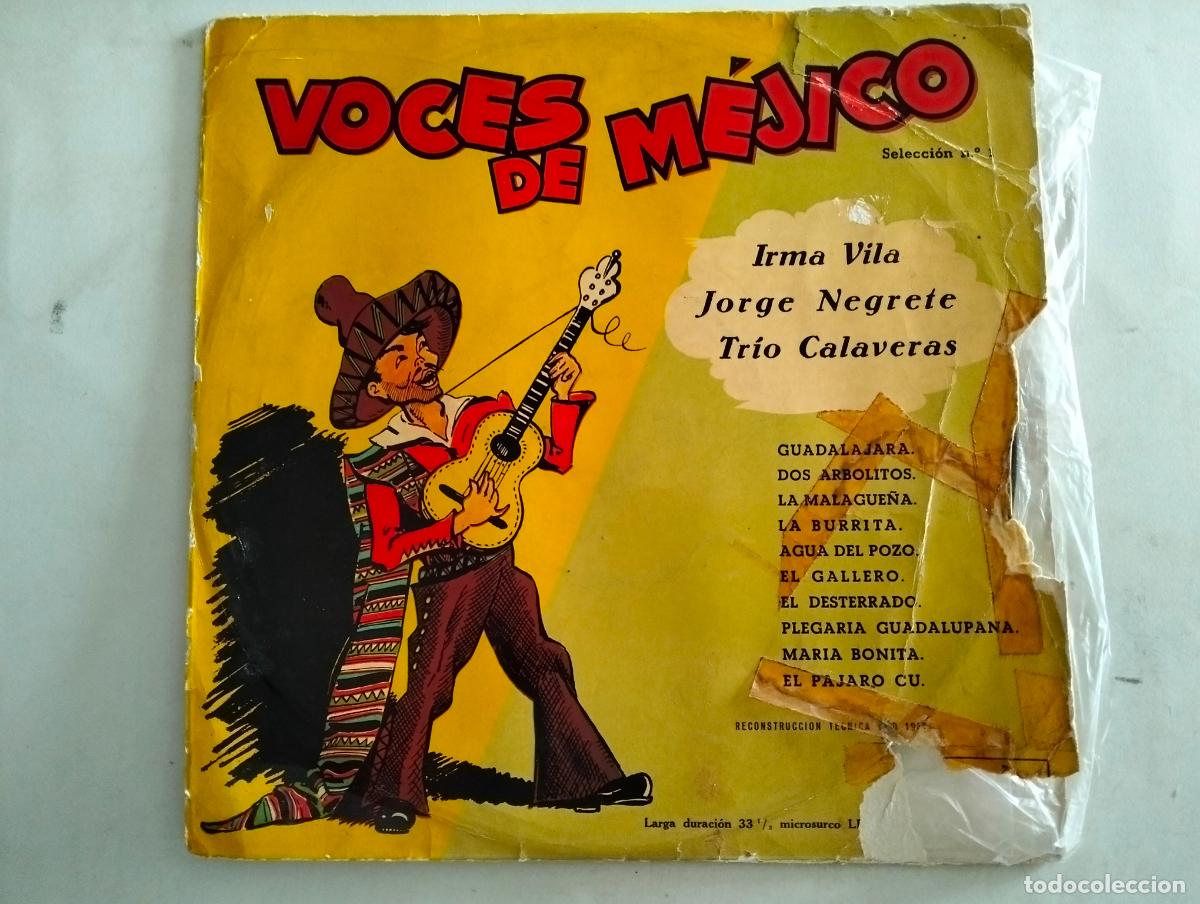 Discos de vinilo: VOCES DE MEJICO, IRMA VILA, JORGE NEGRETE Y TRIO CALAVERAS, EDITADO LA VOZ DE SU AMO, A&Ntilde;O 1956