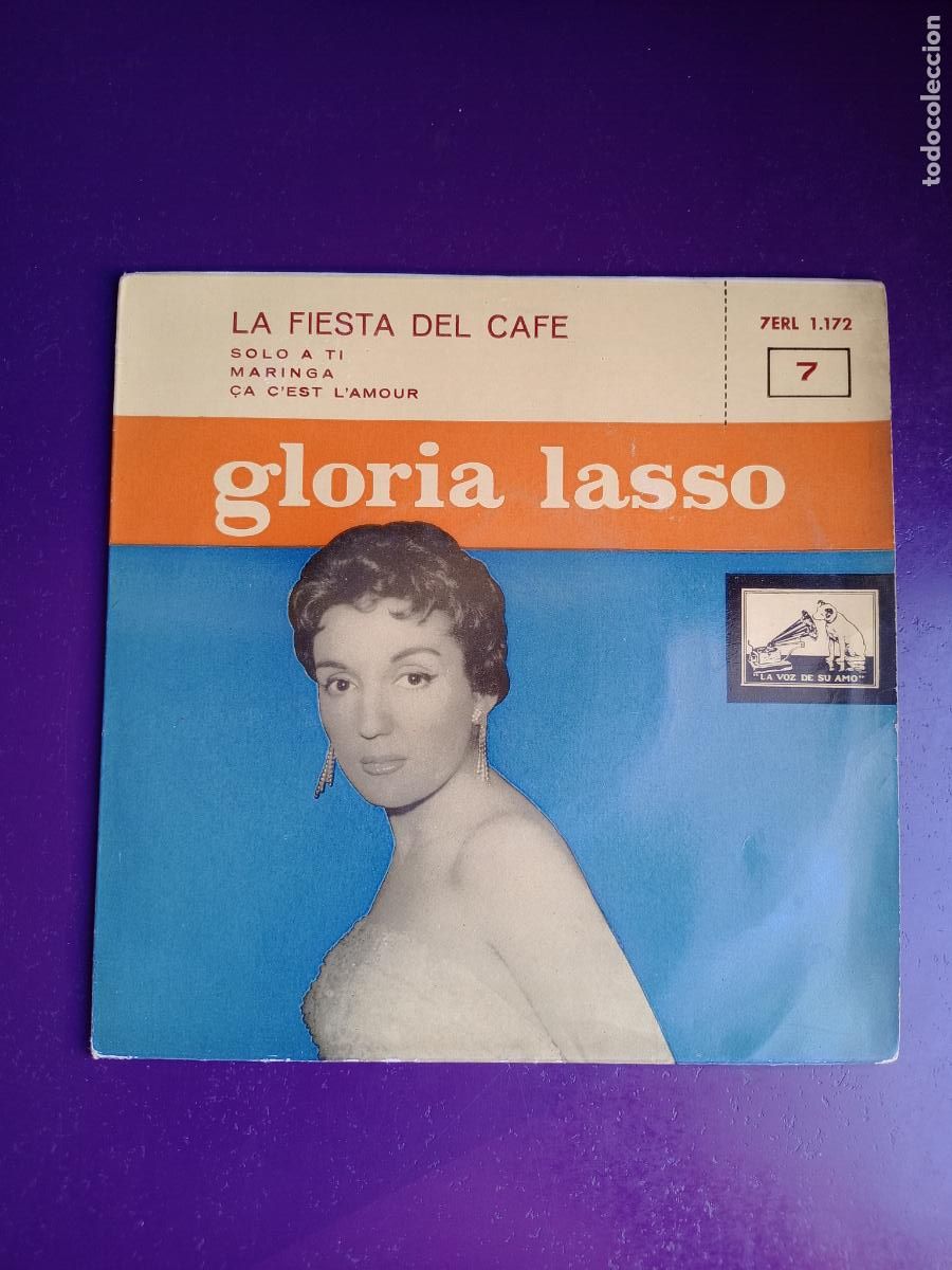 Discos de vinilo: GLORIA LASSO - EP LA VOZ DE SU AMO 1958 - la fiesta del cafe +3 - MELODICA 50'S - POCO USO