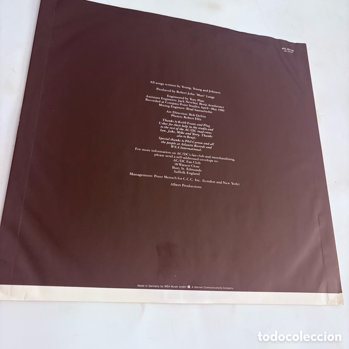 Discos de vinilo: lp AC/DC &ndash; Back In Black con letras a relieve - Foto 3