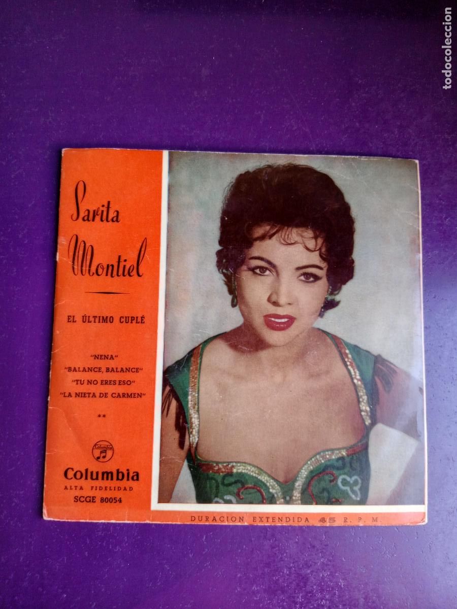 Discos de vinilo: SARA SARITA MONTIEL EP COLUMBIA 195? - EL ULTIMO CUPLE BSO - nena / balance +2