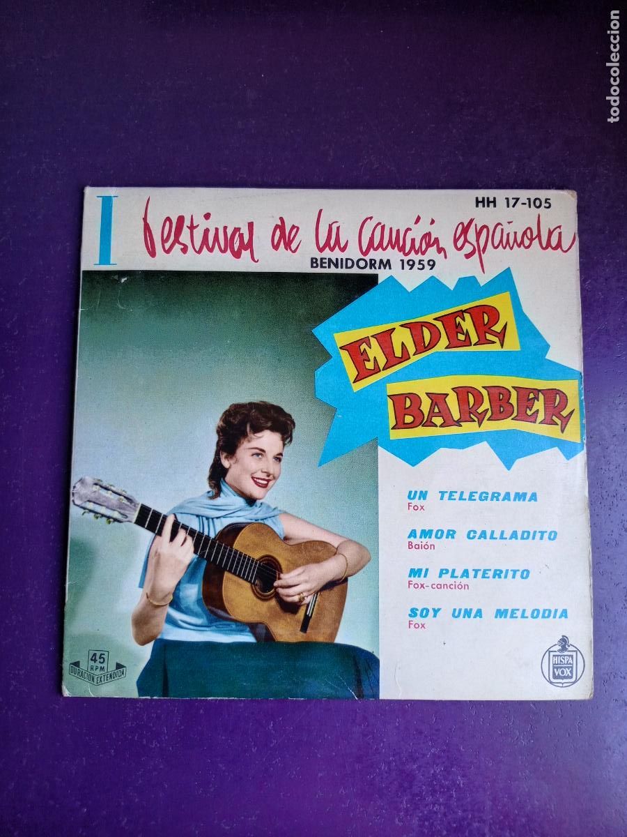 Discos de vinilo: Elder Barber &ndash; FESTIVAL BENIDORM - EP HISPAVOX 1959 - UN TELEGRAMA +3