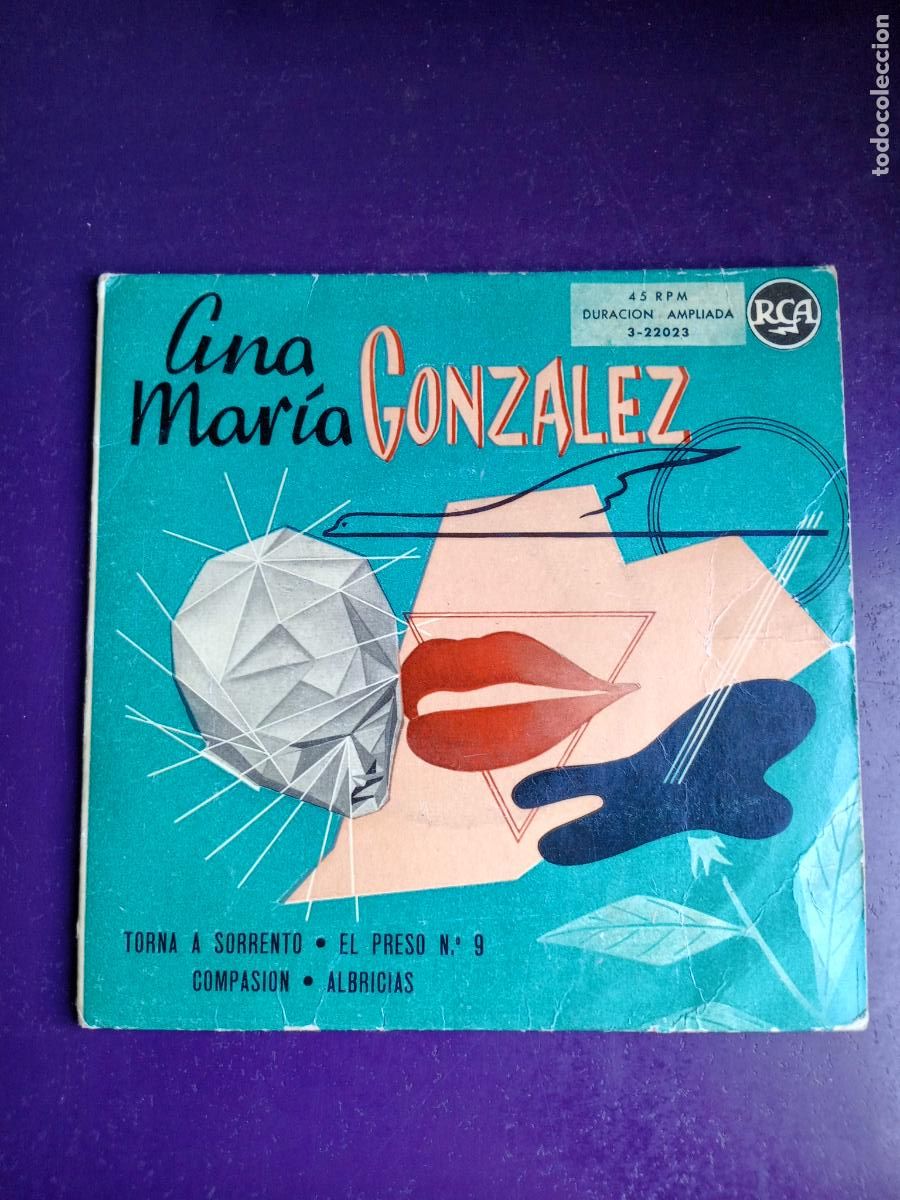 Discos de vinilo: Ana Mar&iacute;a Gonz&aacute;lez &ndash; Torna A Sorrento +3 - EP RCA 1958 - LATIN MEXICO BOLERO