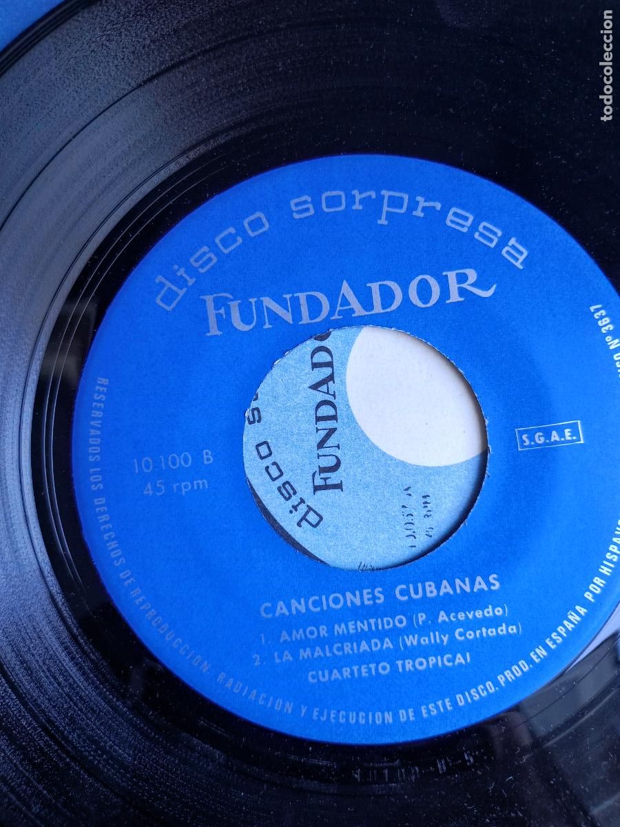 Discos de vinilo: Cuarteto Tropical &lrm;&ndash; Canciones Cubanas +3 - EP FUNDADOR 1966 - CUBA SON