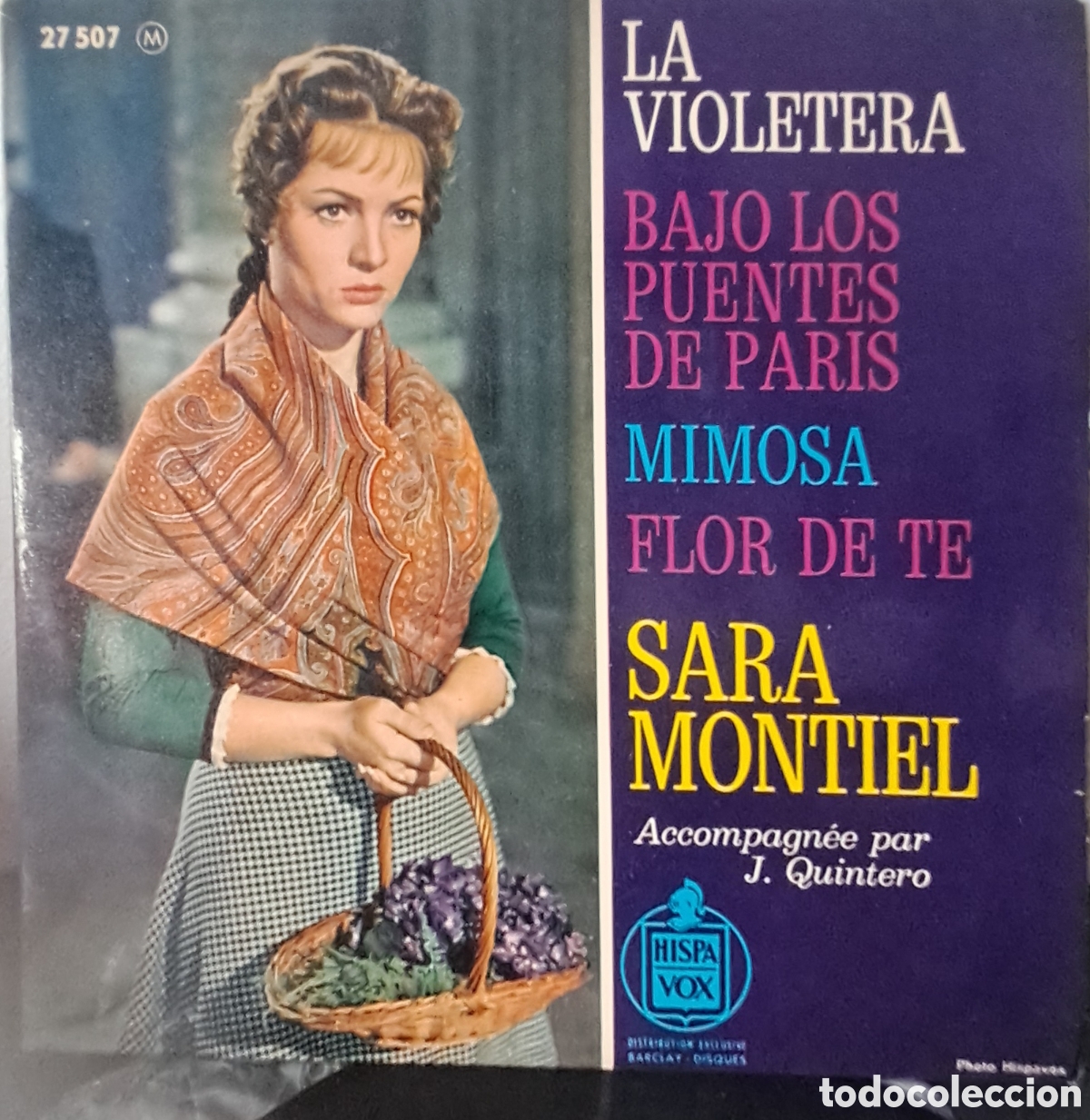 Discos de vinilo: Sara Montiel La Violetera (Incluye &rdquo;Bajo los puentes de Par&iacute;s&rdquo;, &rdquo;Mimosa&rdquo; y &rdquo;Flor de t&eacute;&rdquo;) LGS.8