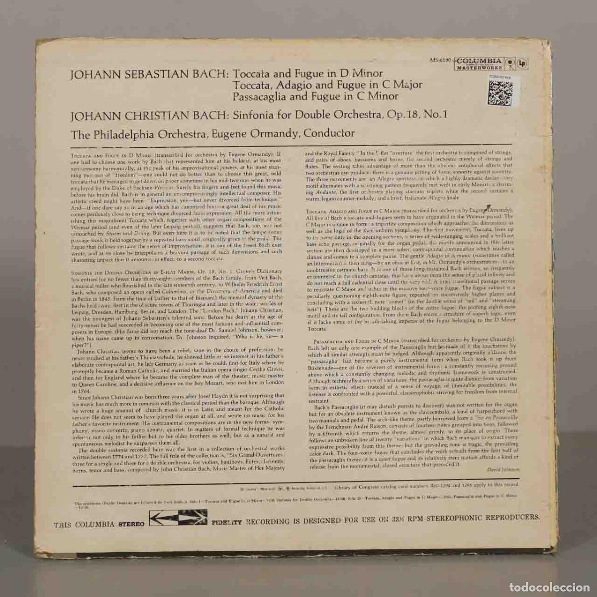 Discos de vinilo: LP. Bach by Ormandy - The Philadelphia Orchestra, Eugene Ormandy - Foto 2
